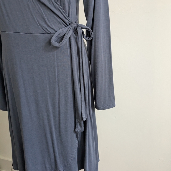 Express Gray Long Sleeve Wrap Dress - Picture 3 of 8